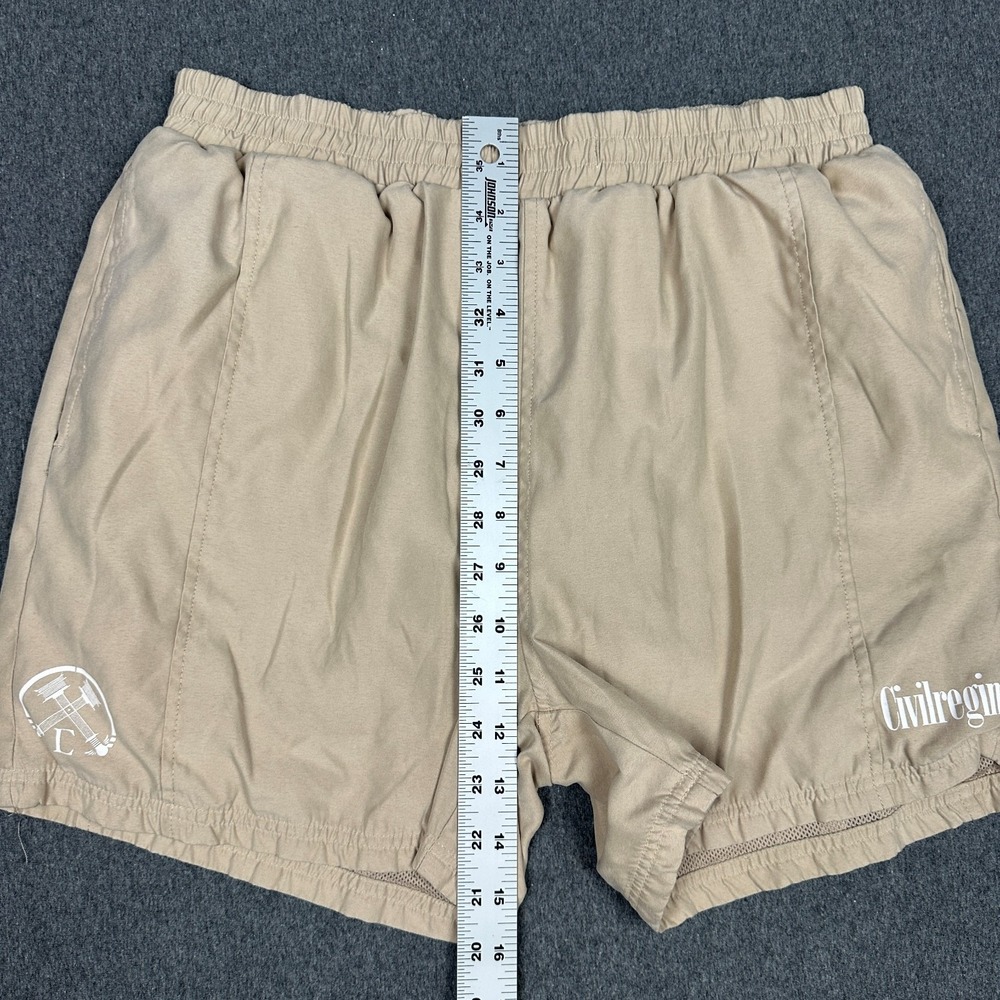 Civil Regime Mens Medium Mesh Lined Hybrid Shorts Sand Beige Track Swim Trunks M - Picture 8 of 11